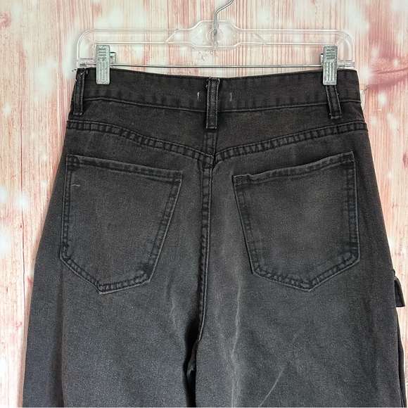 Micas Black Multi Pocket Rolled Hem Wide Leg Cargo Jeans Size Small 2-4 - Picture 11 of 15